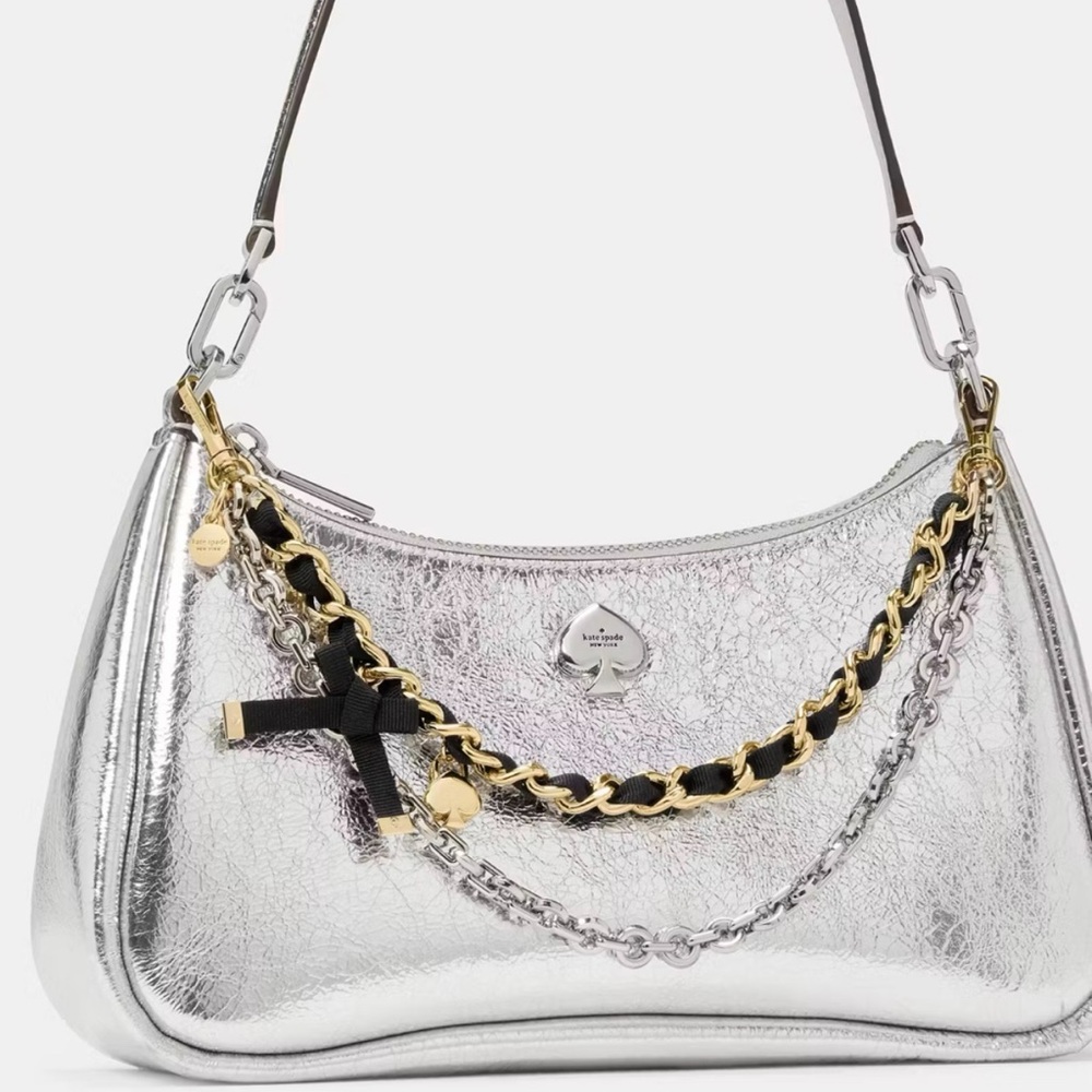 Kate Spade  Mixed Metal swag bag charm handle Chain Strap Accessory KM589 - Picture 3 of 16